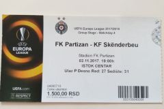 Liga Evrope | 02.11.2017. | Partizan - Skenderbeg 2:0